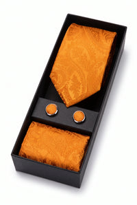 Set de regalo de corbata de cachemir naranja para hombre