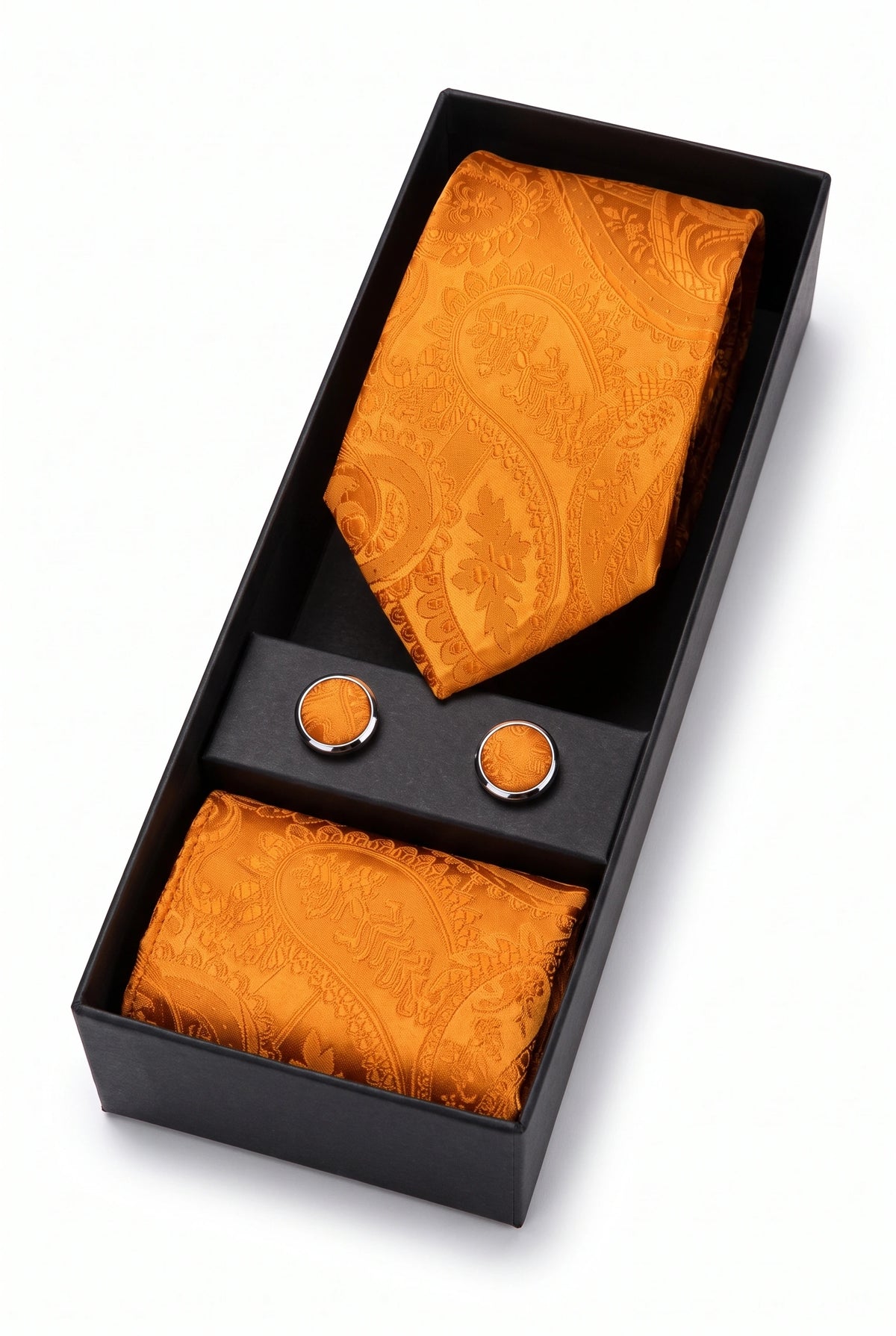Set de regalo de corbata de cachemir naranja para hombre