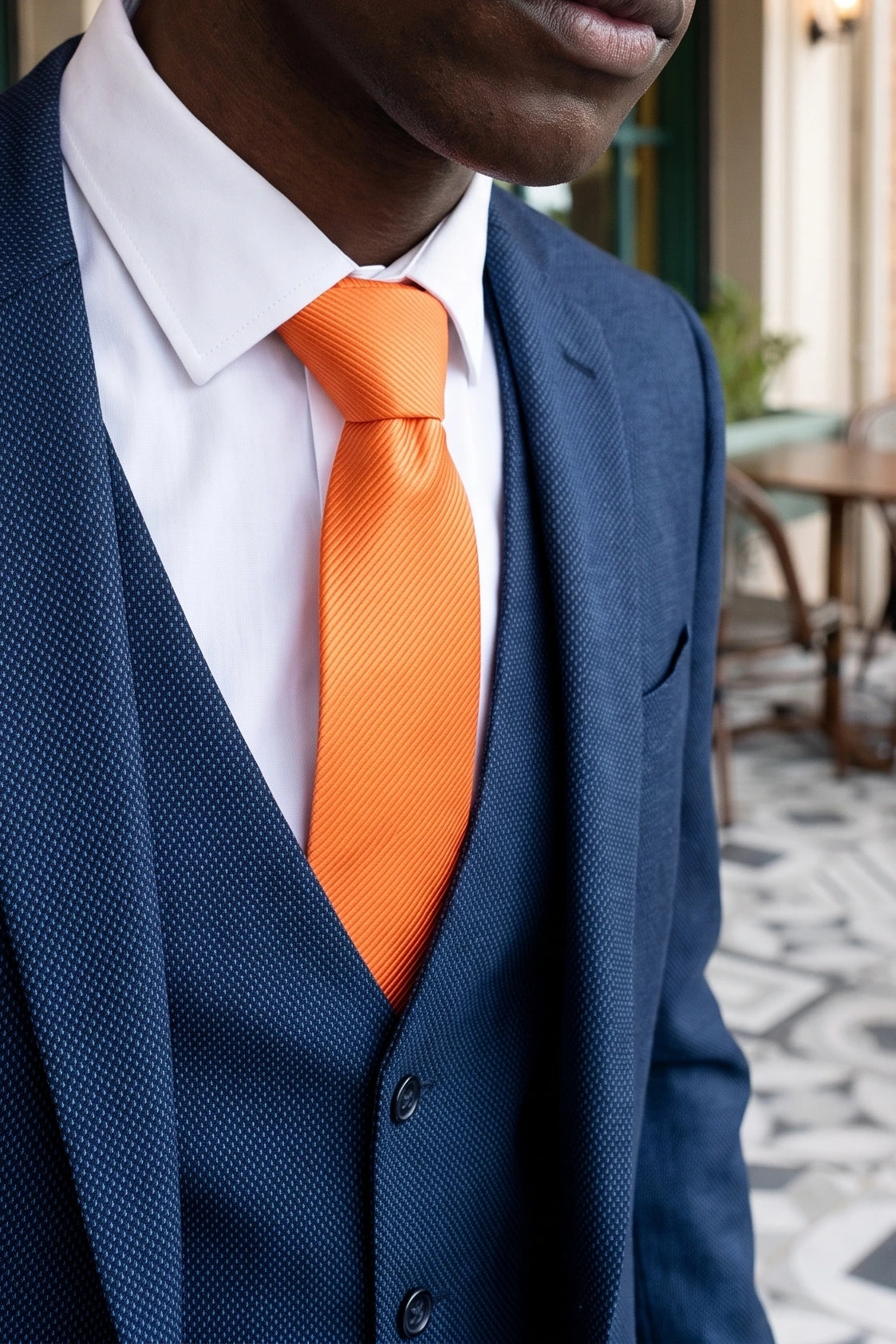 Corbata estrecha para hombre de color naranja rojizo
