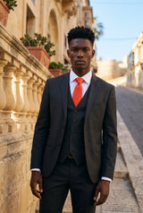 Corbata estrecha para hombre de color naranja rojizo