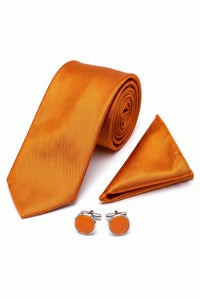Conjunto de corbata naranja para hombre