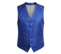 Conjunto de chaleco y pajarita de 3 piezas con estampado floral paisley para hombre - Azul