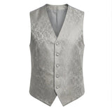 Conjunto de chaleco y pajarita de 3 piezas con estampado floral Paisley para hombre - Gris