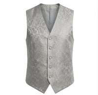 Conjunto de chaleco y pajarita de 3 piezas con estampado floral Paisley para hombre - Gris