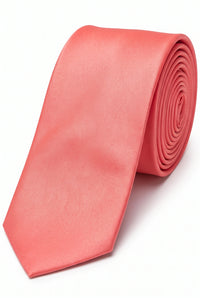 Conjunto de corbata color melocotón para hombre con pañuelo de bolsillo y gemelos.
