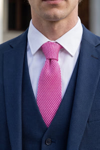 Corbata de punto rosa para hombre
