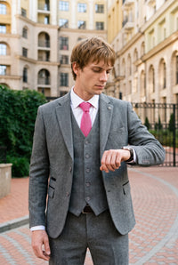 Corbata de punto rosa para hombre