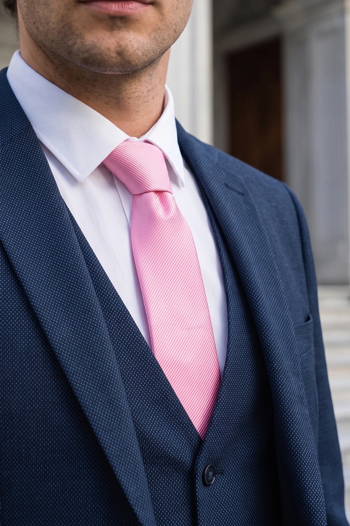 Corbata rosa delgada de 6 cm para hombre, color liso.