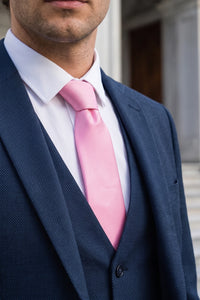 Corbata rosa delgada de 6 cm para hombre, color liso.
