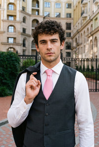 Corbata rosa delgada de 6 cm para hombre, color liso.