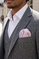 Pañuelo de bolsillo para hombre de mezcla de lana y tweed rosa.