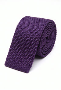 Corbata de punto morada para hombre