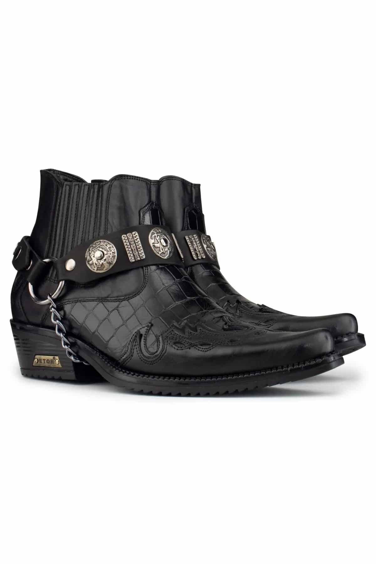 Botas vaqueras de cuero auténtico para hombre con tacón cubano.