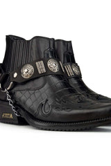 Botas vaqueras de cuero auténtico para hombre con tacón cubano.