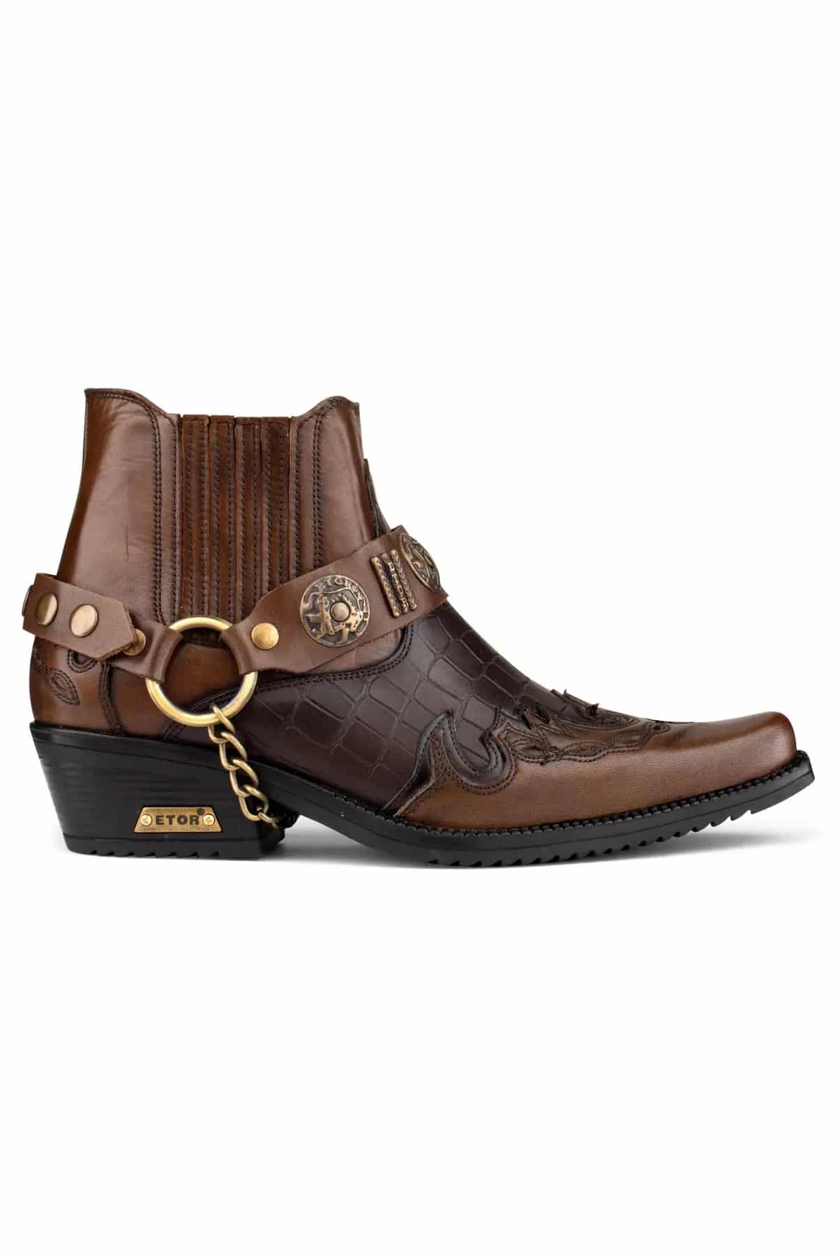 Botas vaqueras de cuero auténtico para hombre con tacón cubano.