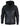 Chaqueta bomber de cuero auténtico negra con capucha para hombre, rayas rojas, acolchada, corte ajustado, estilo casual.