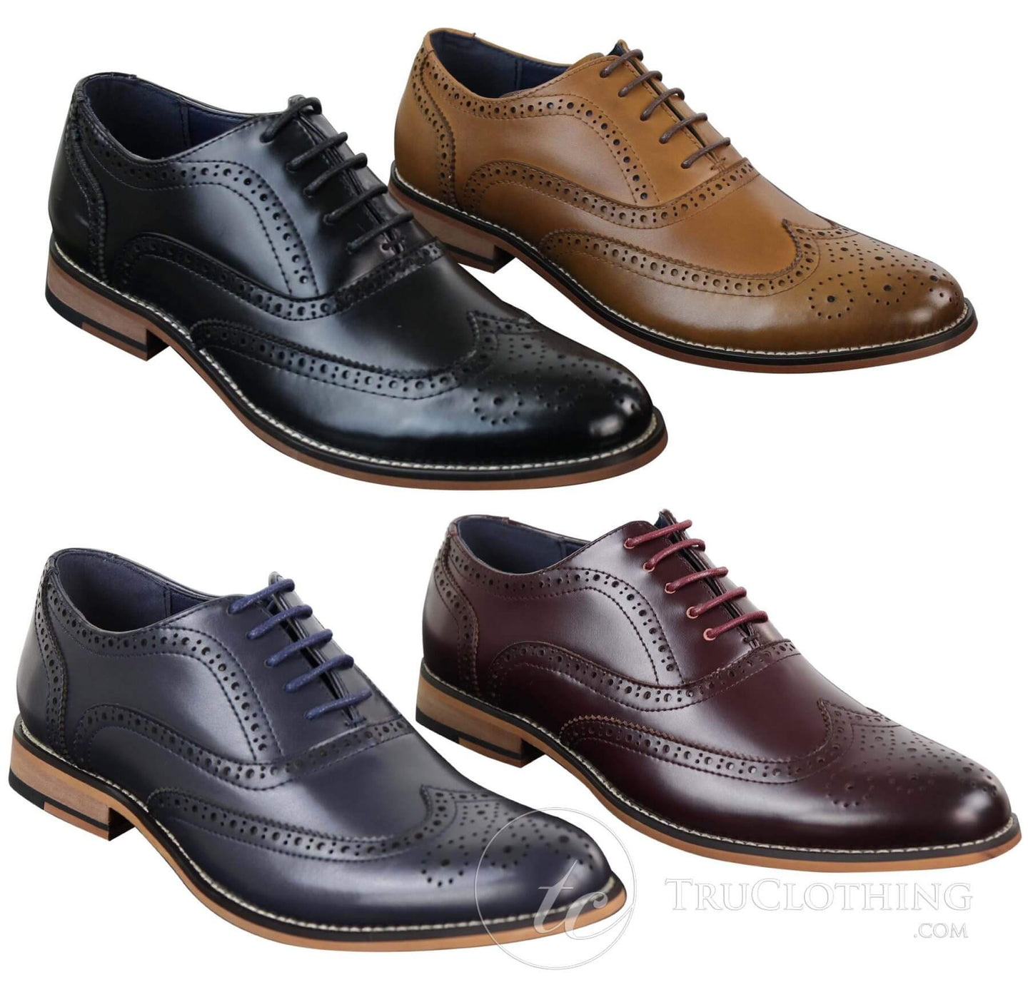 Zapatos de hombre estilo Gatsby Brouge de cuero auténtico con cordones, elegantes, de diseño retro vintage.