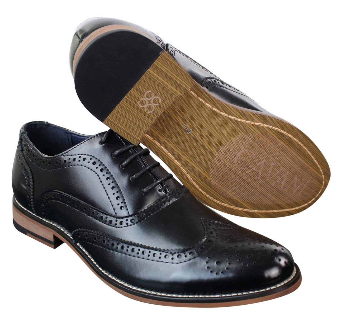 Zapatos de hombre estilo Gatsby Brouge de cuero auténtico con cordones, elegantes, de diseño retro vintage.