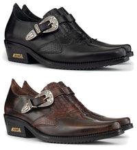 Zapatos de montar de cuero auténtico para hombre con hebilla.