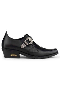 Zapatos de montar de cuero auténtico para hombre con hebilla.