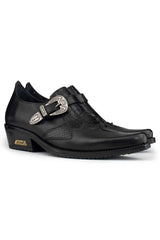 Zapatos de montar de cuero auténtico para hombre con hebilla.