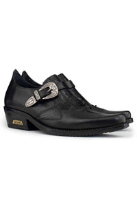 Zapatos de montar de cuero auténtico para hombre con hebilla.