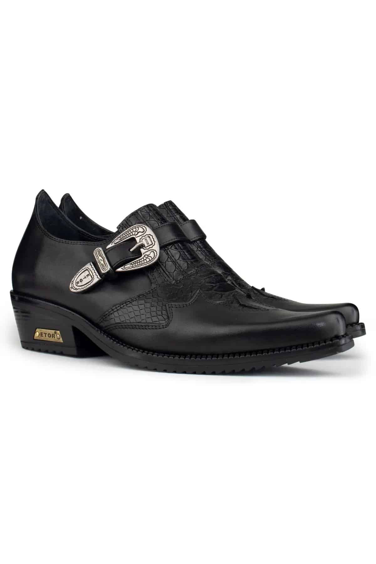 Zapatos de montar de cuero auténtico para hombre con hebilla.