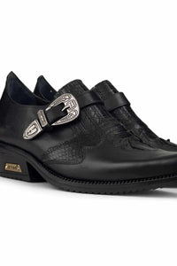 Zapatos de montar de cuero auténtico para hombre con hebilla.