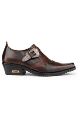 Zapatos de montar de cuero auténtico para hombre con hebilla.