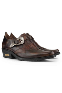 Zapatos de montar de cuero auténtico para hombre con hebilla.