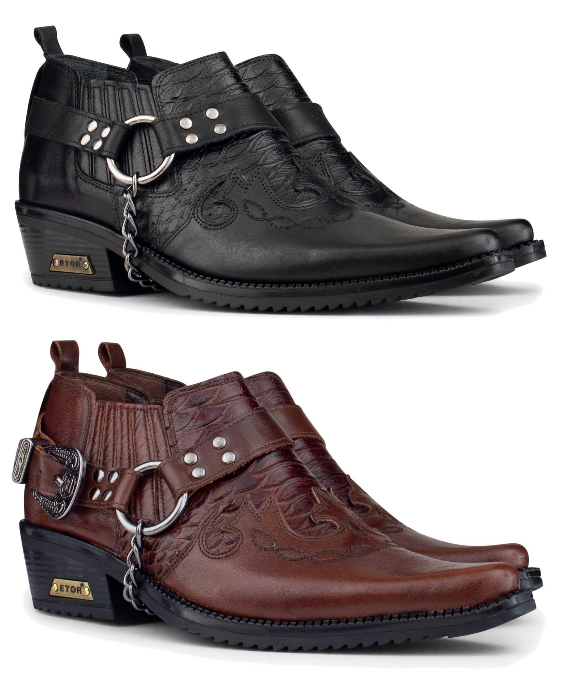 Zapatos de montar de cuero auténtico para hombre con cadena