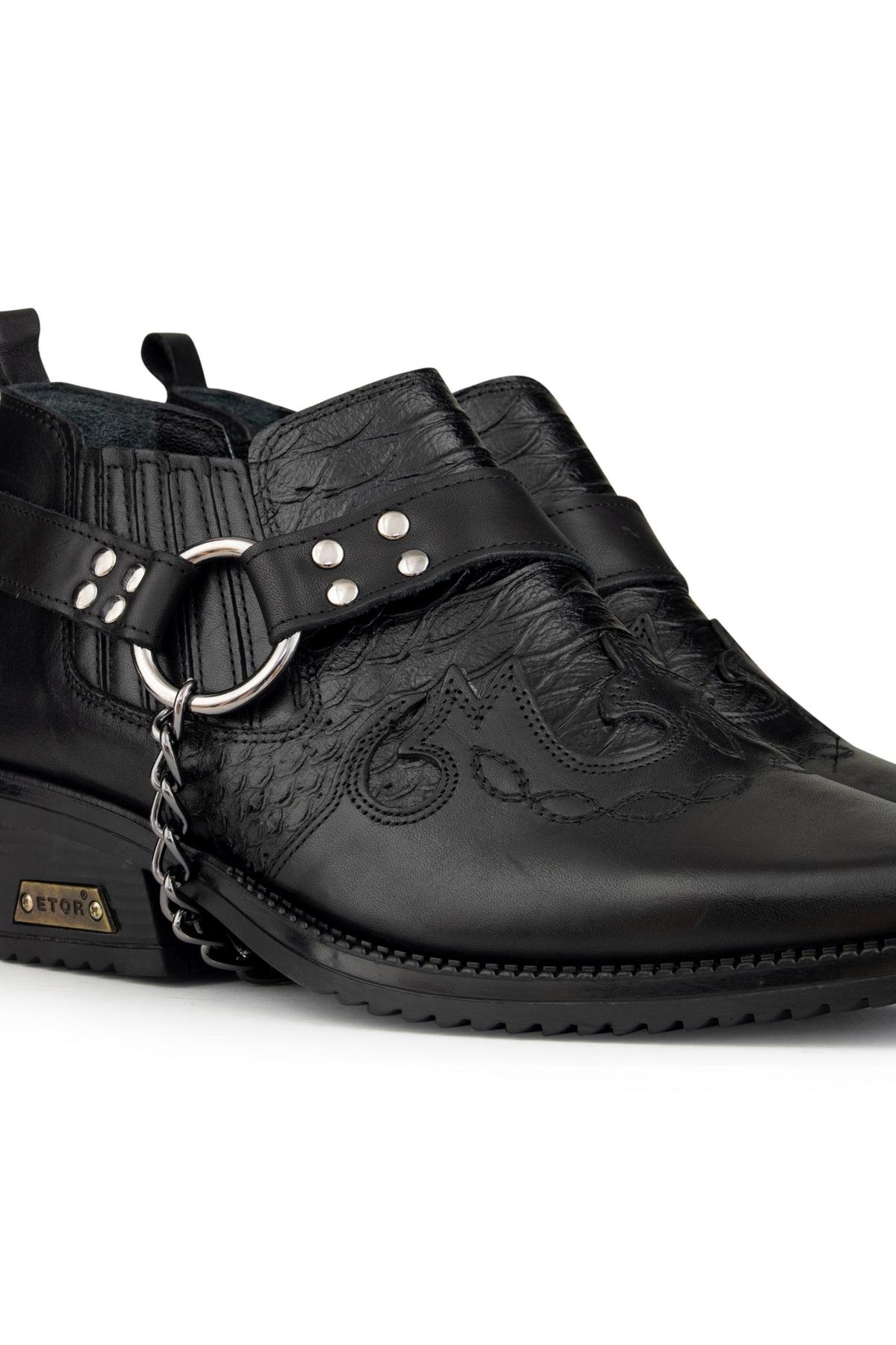 Zapatos de montar de cuero auténtico para hombre con cadena