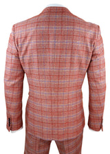 Traje de tres piezas de tweed a cuadros rojo para hombre
