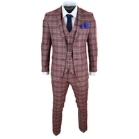 Traje de tres piezas para hombre a cuadros rojos - Paul Andrew Wellington