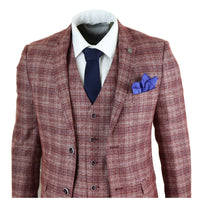 Traje de tres piezas para hombre a cuadros rojos - Paul Andrew Wellington