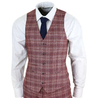 Traje de tres piezas para hombre a cuadros rojos - Paul Andrew Wellington