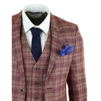Traje de tres piezas para hombre a cuadros rojos - Paul Andrew Wellington