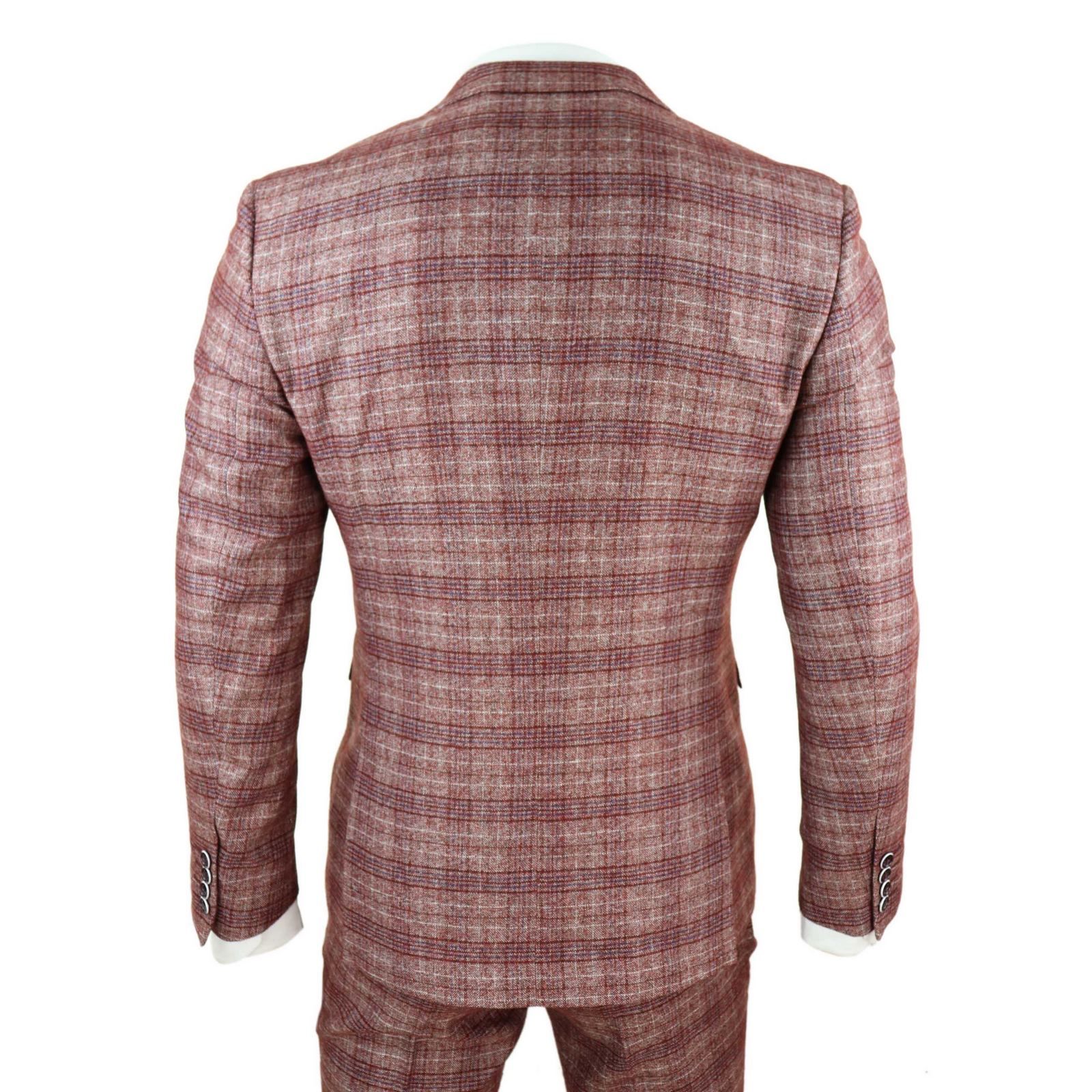 Traje de tres piezas para hombre a cuadros rojos - Paul Andrew Wellington