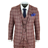 Traje de tres piezas para hombre a cuadros rojos - Paul Andrew Wellington