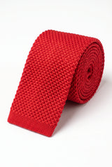 Corbata de punto roja para hombre
