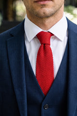 Corbata de punto roja para hombre