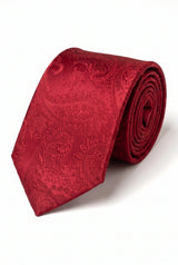Set de regalo de corbata roja con estampado paisley para hombre