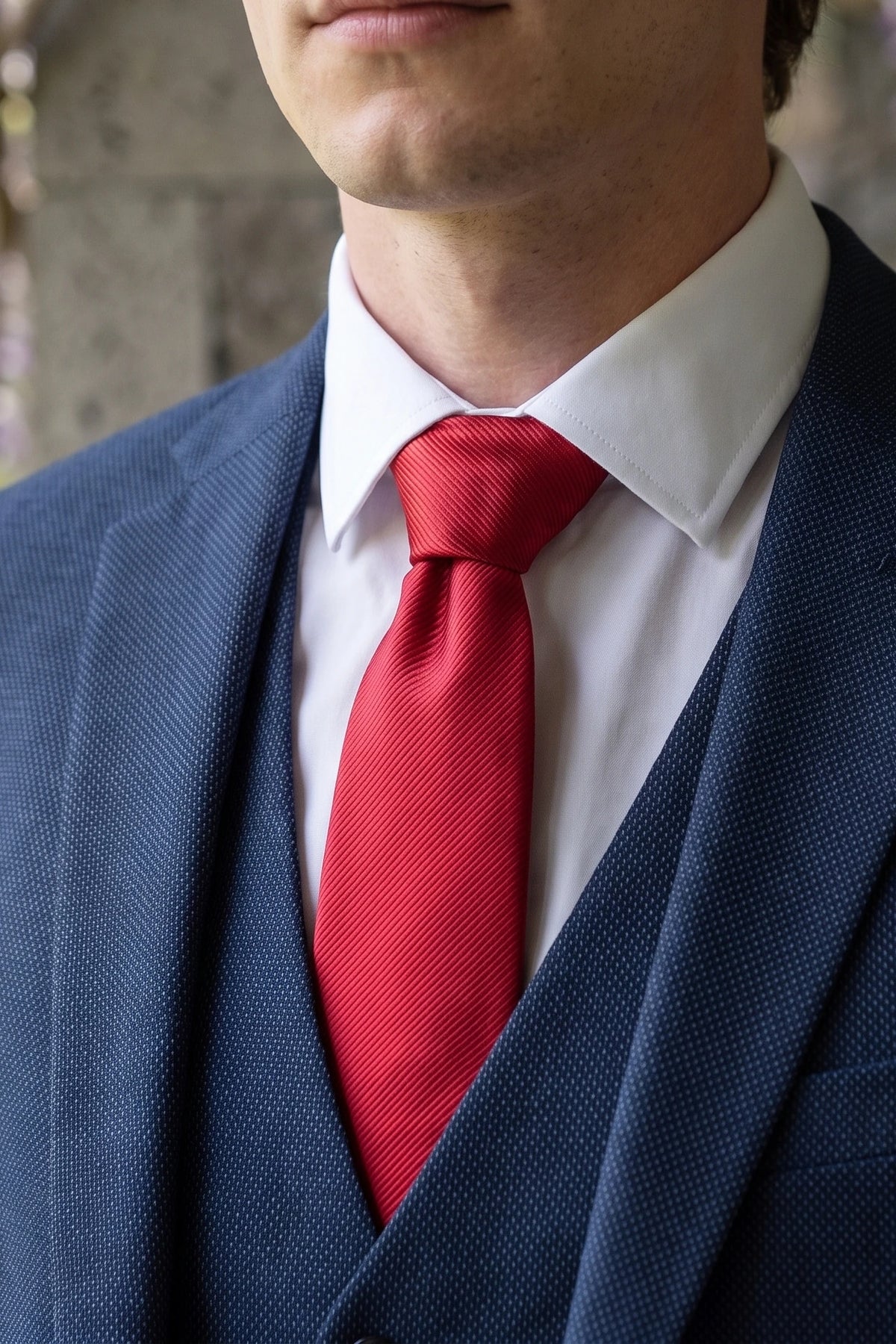 Corbata roja lisa de color liso para hombre