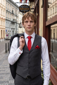 Conjunto de corbata roja para hombre