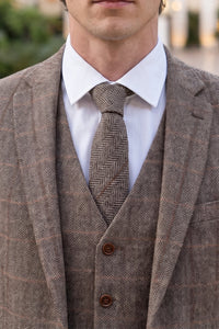 Corbata de tweed de mezcla de lana roja para hombre