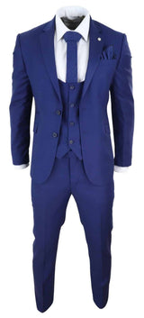 Traje de boda de 3 piezas azul marino para hombre