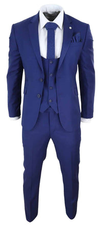 Traje de boda de 3 piezas azul marino para hombre
