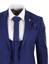 Traje de boda de 3 piezas azul marino para hombre