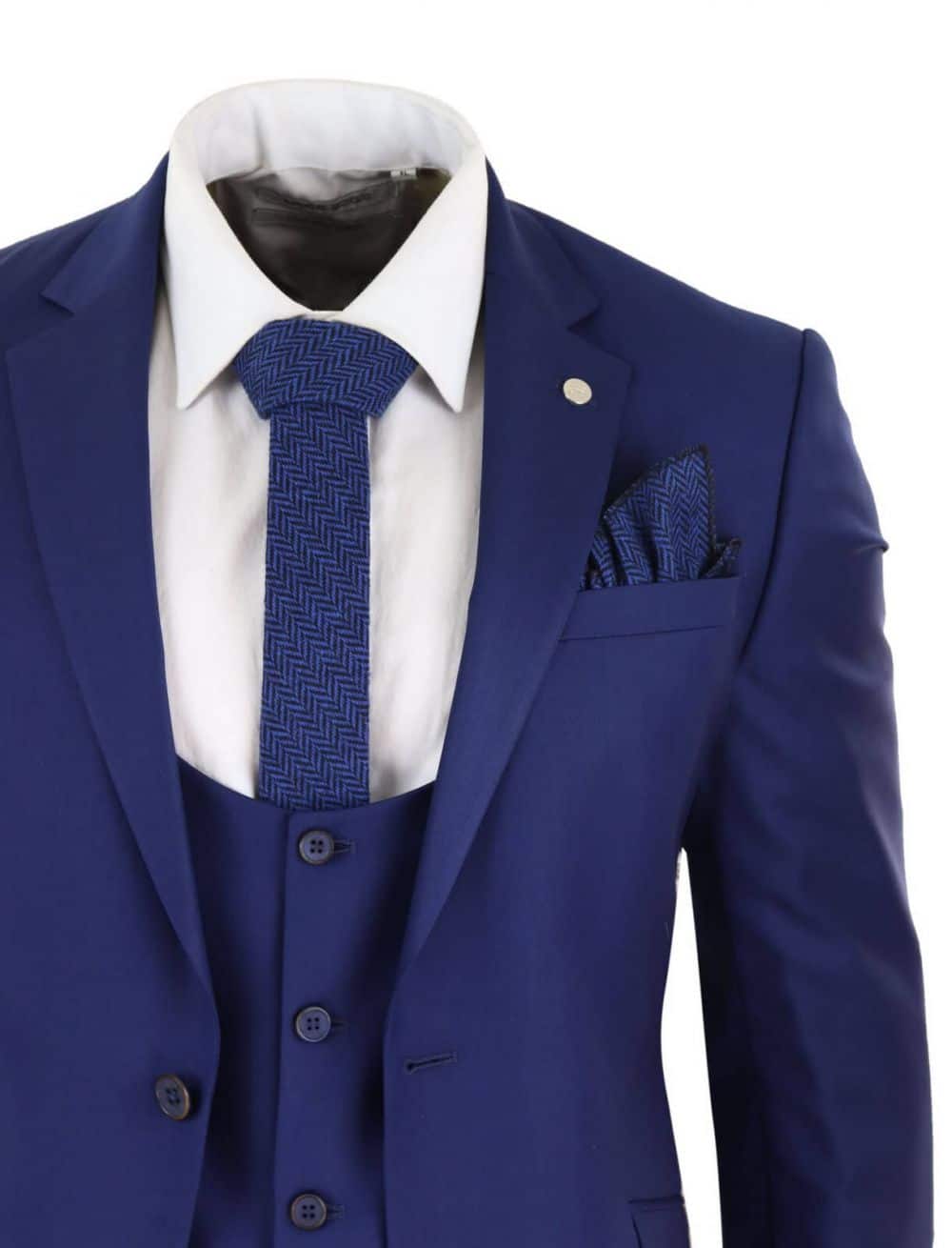 Traje de boda de 3 piezas azul marino para hombre