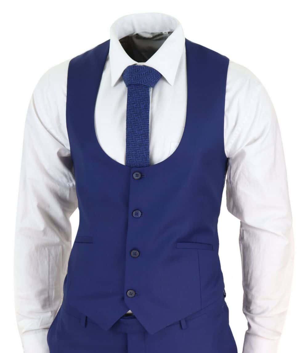 Traje de boda de 3 piezas azul marino para hombre